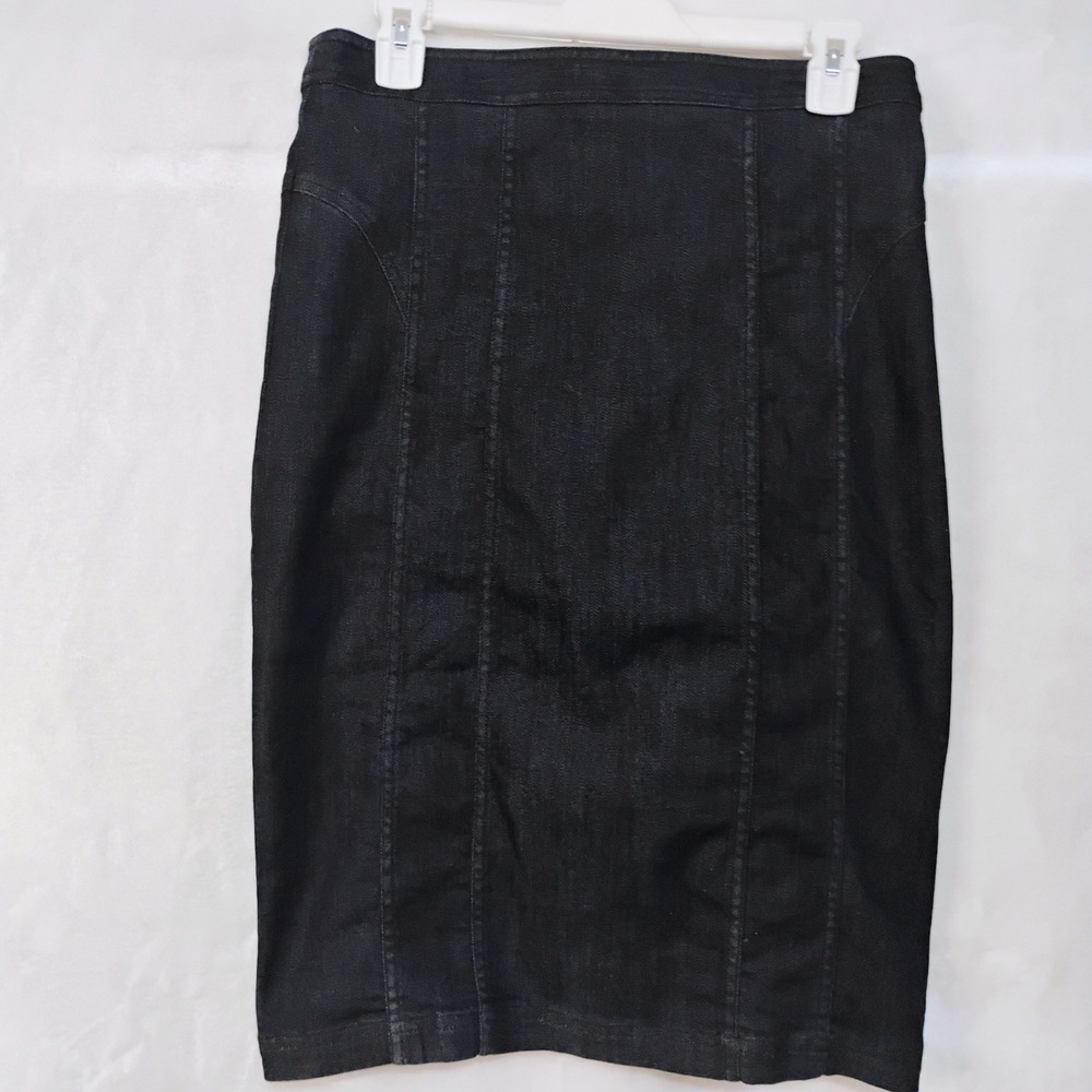 Nanette Lepore Sz 8 Dark Wash Denim Pencil Skirt Front Seamed Full Zip Back N